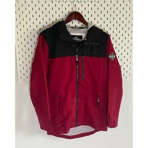 Hollister All-Weather Hooded Jacket Red Black Colorblock XS Windbreaker